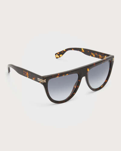 Shop Marc Jacobs Flat-top Round Acetate Sunglasses In Wr9 Brown Havana