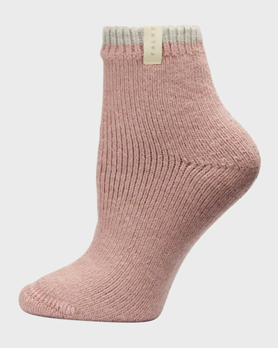 Shop Falke Ribbed Two-tone Ankle Socks In Rosewater