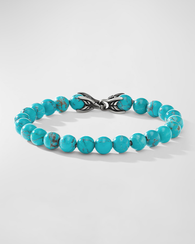 Shop David Yurman Men's Spiritual Beads Bracelet With Silver, 8mm In Turquoise