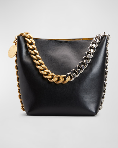 Shop Stella Mccartney Alter Mat Two-tone Chain Bucket Bag In 1000 Black