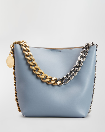 Shop Stella Mccartney Alter Mat Two-tone Chain Bucket Bag In 4911 Cameo Blu