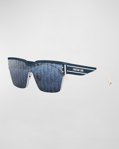Dior Club Rectangular Shield Sunglasses In Shiny Blue