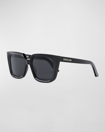 Shop Dior Midnight S1i Sunglasses In Shiny Black