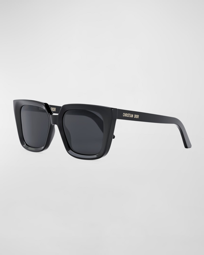 Dior Oversized Square Acetate Sunglasses In Shiny Black