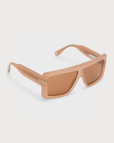 Shop Marc Jacobs Flat-top Rectangle Acetate Sunglasses In Fwm Nude
