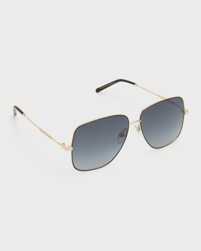 Shop Marc Jacobs Gradient Square Metal Sunglasses In Rhl Gold Black