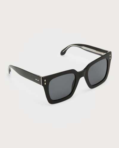 Shop Isabel Marant Logo Square Acetate Sunglasses In 0807 Black