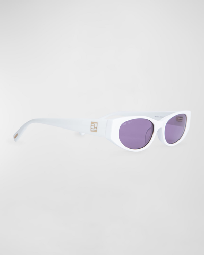 Shop By Far Rodeo Round Acetate Sunglasses In Solid White