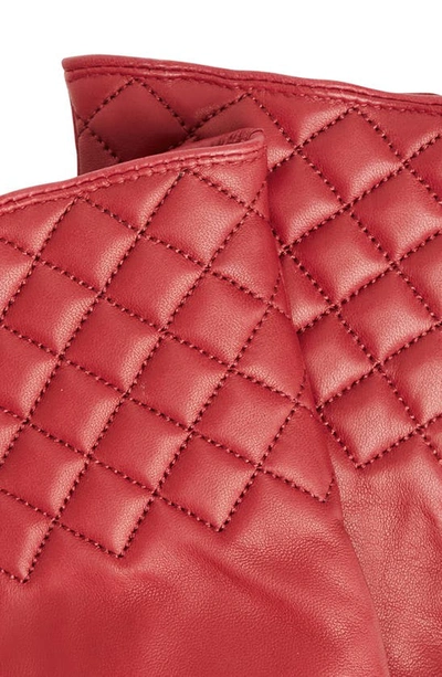 Bruno Magli Diamond Quilt Cashmere Lined Leather Gloves In Red