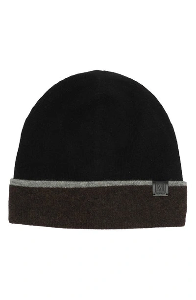 Bruno Magli Cashmere Colorblock Jersey Knit Beanie In Brown Black