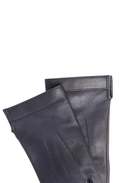 Shop Bruno Magli Cashmere Lined Leather Gloves In Navy