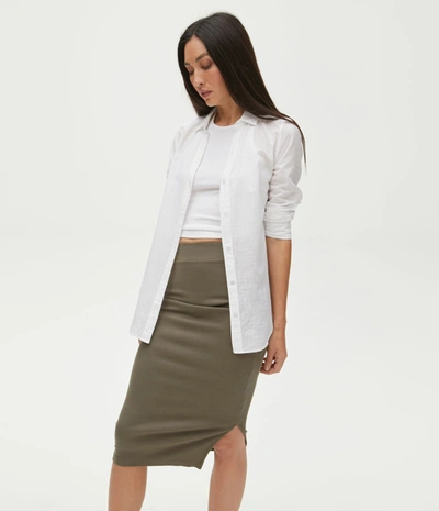 Shop Michael Stars Rae Ribbed Skirt With Slit In Dolma