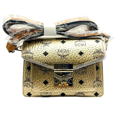 Shop Mcm Women's Patricia Mini Berlin Gold Coated Canvas Crossbody Bag