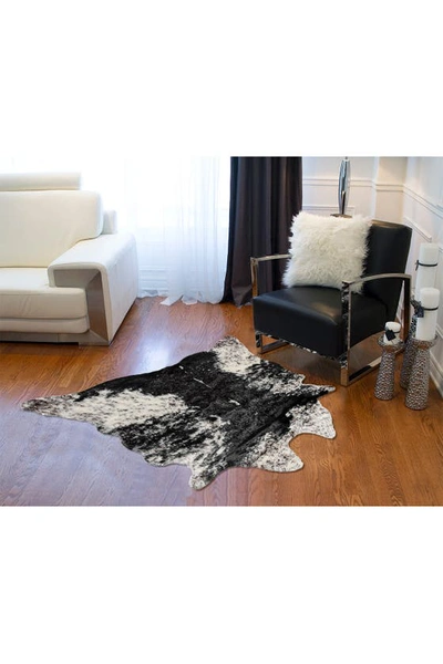 Luxe Edinburgh Black/white Faux Hide Rug In S P Black/white