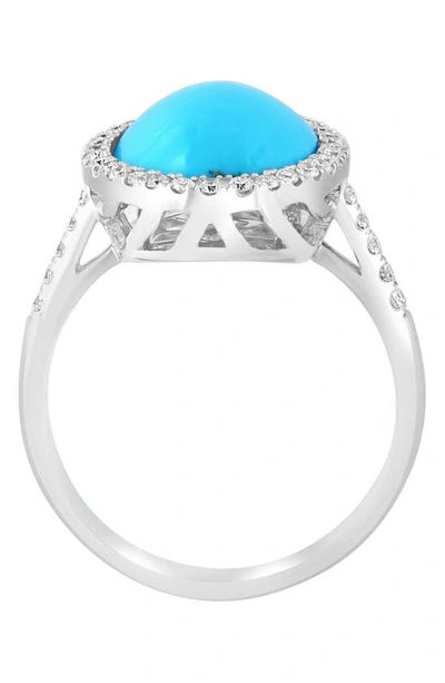 Shop Effy 14k White Gold Diamond Halo Turquoise Ring In Blue