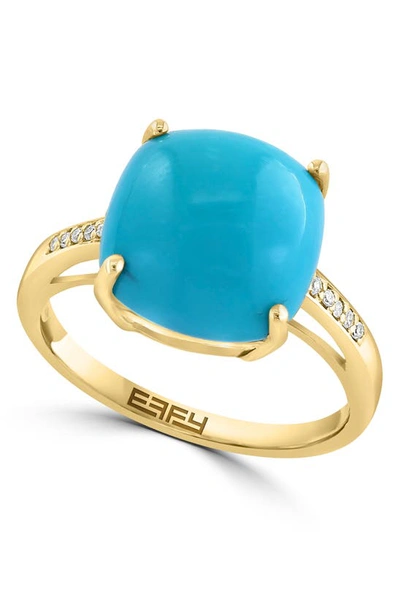 Effy Women's 14k Yellow Gold, Cabochon Turquoise & Diamond Ring In Blue