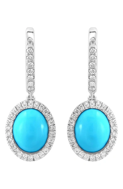 Shop Effy 14k White Gold Diamond Turquoise Drop Earrings In Blue