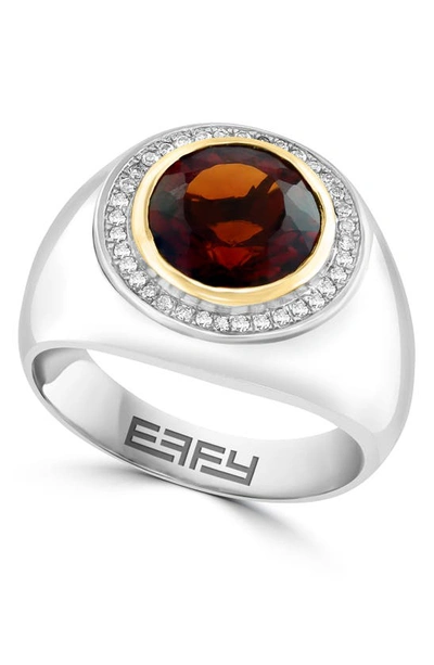 Shop Effy Sterling Silver Diamond Madera Citrine Ring In Orange