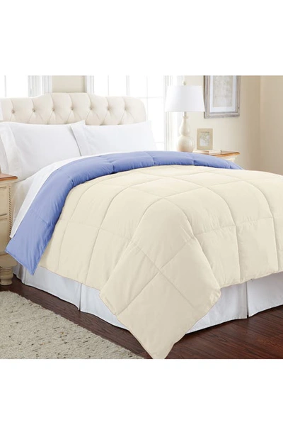 Modern Threads Down Alternative Reversible Comforter In Blue/cream