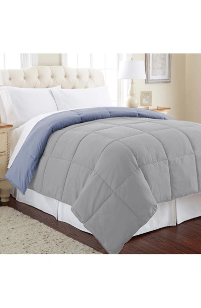 Shop Modern Threads Down Alternative Reversible Comforter In Infinity Blue/silver