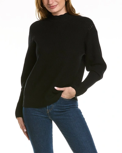 Shop Rebecca Taylor Turtleneck Wool-blend Sweater In Black