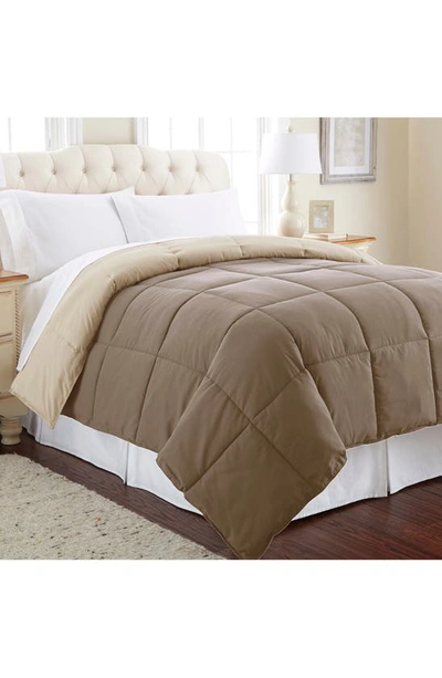 Shop Modern Threads Down Alternative Reversible Comforter In Stone/champagne