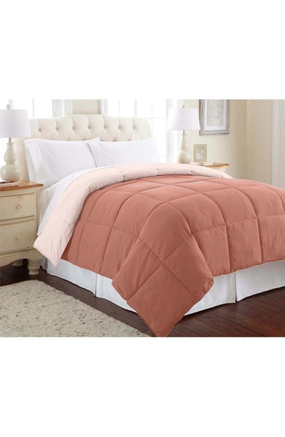 Modern Threads Down Alternative Reversible Comforter In Rosewood/rose