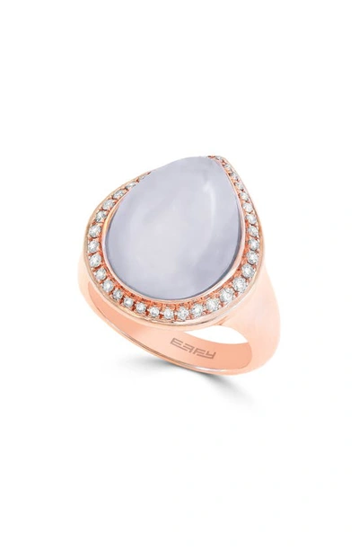 Shop Effy 14k Rose Gold Chalcedony Diamond Ring In Purple
