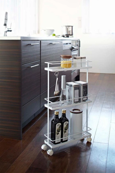 Shop Yamazaki Tower Rolling Kitchen Storage Rack In White