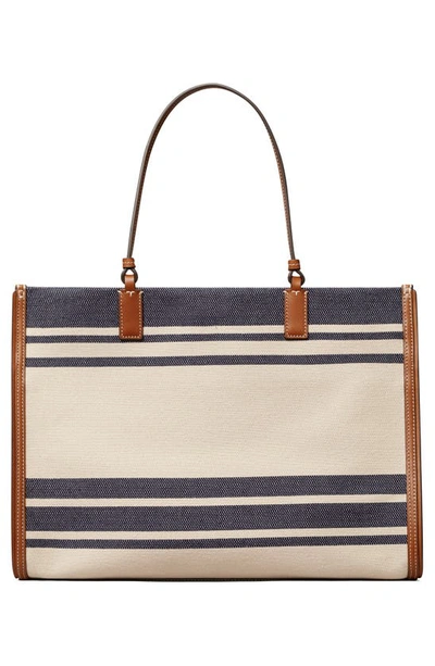 Tory Burch Ella Jacquard Stripe Tote In Royal Navy