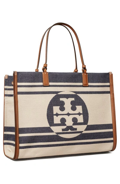 Tory Burch Ella Jacquard Stripe Tote In Royal Navy