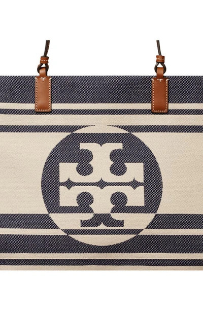 Tory Burch Ella Jacquard Stripe Tote In Royal Navy