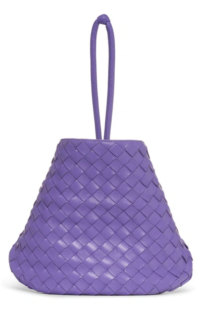 Bottega Veneta Medium Half Moon Woven Top Handle Bag In Purple-gold
