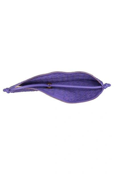 Bottega Veneta Medium Half Moon Woven Top Handle Bag In Purple-gold