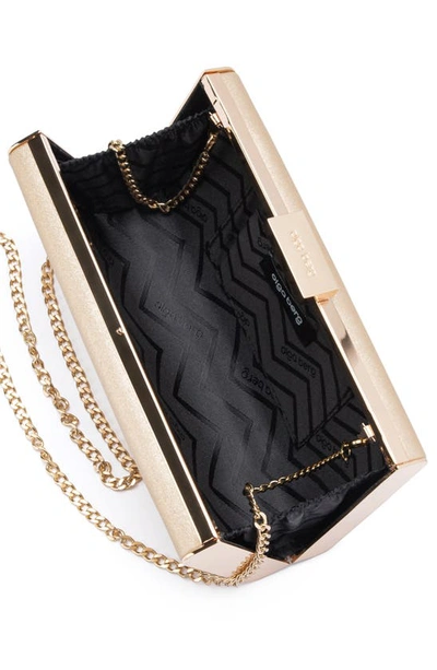 Olga Berg Precious Metallic Box Clutch In Champagne