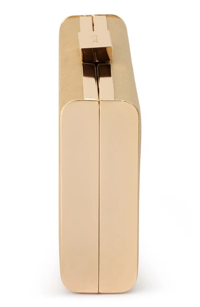 Olga Berg Precious Metallic Box Clutch In Champagne