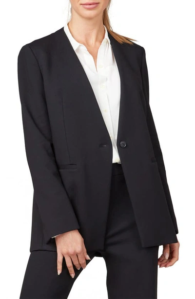 Shop Spanx Collarless Oversize Ponte Knit Blazer In Classic Black