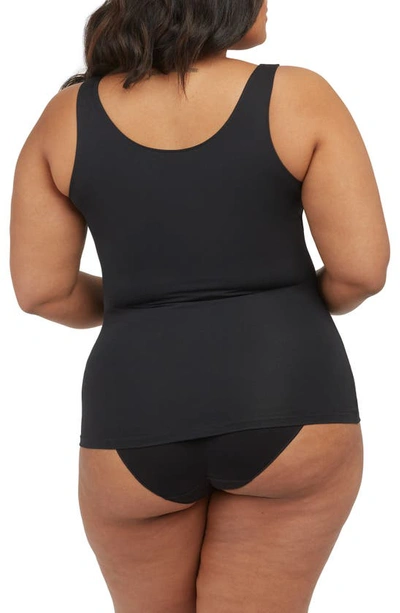 Spanx Ecocare Seamless Rib Tank Thong Bodysuit In Black Tie