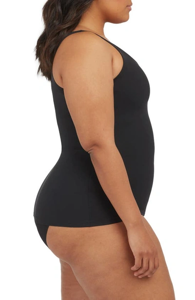 Spanx Ecocare Seamless Rib Tank Thong Bodysuit In Black Tie