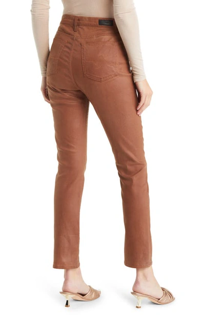 Shop Ag Mari Faux Leather Slim Straight Leg Jeans In Leatherette Lt Canyon Rock