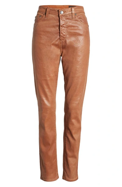 Shop Ag Mari Faux Leather Slim Straight Leg Jeans In Leatherette Lt Canyon Rock