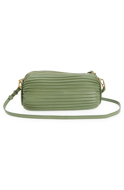 Shop Loewe Pleated Leather Bracelet Pouch In Rosemary