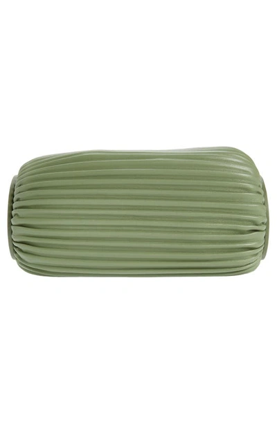 Shop Loewe Pleated Leather Bracelet Pouch In Rosemary