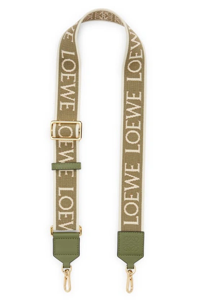 Shop Loewe Anagram Logo Jacquard Bag Strap In Green/ Avocado Green