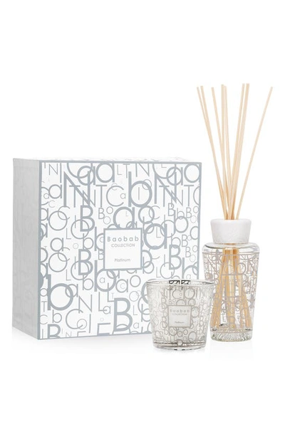 Shop Baobab Collection My First Baobab Platinum Candle & Diffuser Set Usd $135 Value In Silver
