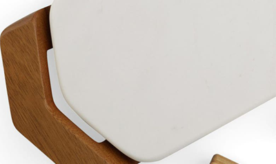 Nambe Chevron Cheese Tray With Knives In Brown