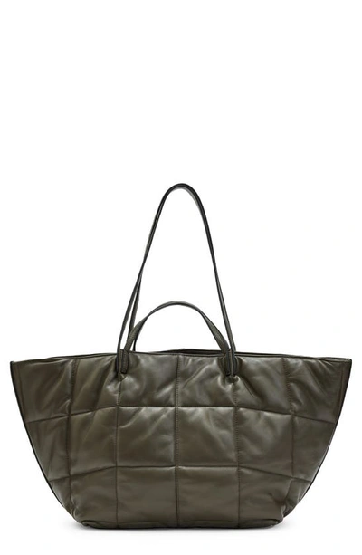 Shop Allsaints Nadaline Quilted Leather Tote In Olive