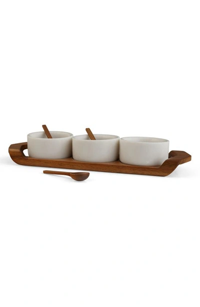 Shop Nambe Chevron Condiment Tray & Spoons Set In Brown