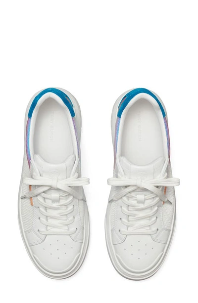 Shop Tory Burch Ladybug Sneaker In White/iridescent/coral Blue