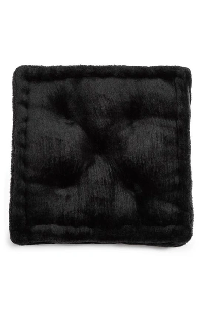 Shop Apparis Claudia Faux Fur Square Floor Pillow In Noir